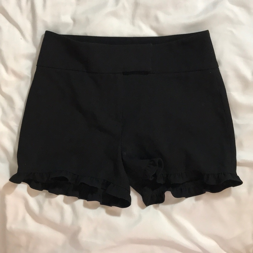 Bel Air black ruffle hem shorts